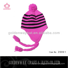 lovely pink knitted hats novelty knitted hat pom knitting crochet professional facotry for sale